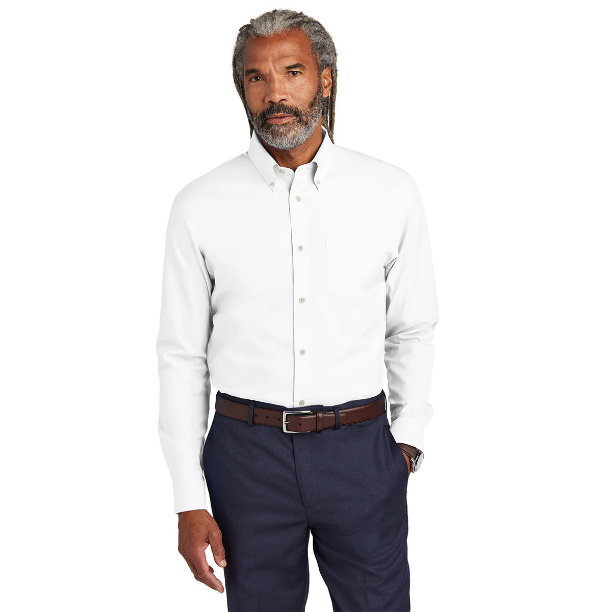 Brooks Brothers Men's White Wrinkle-Free Stretch Pinpoint Shirt - Image 3