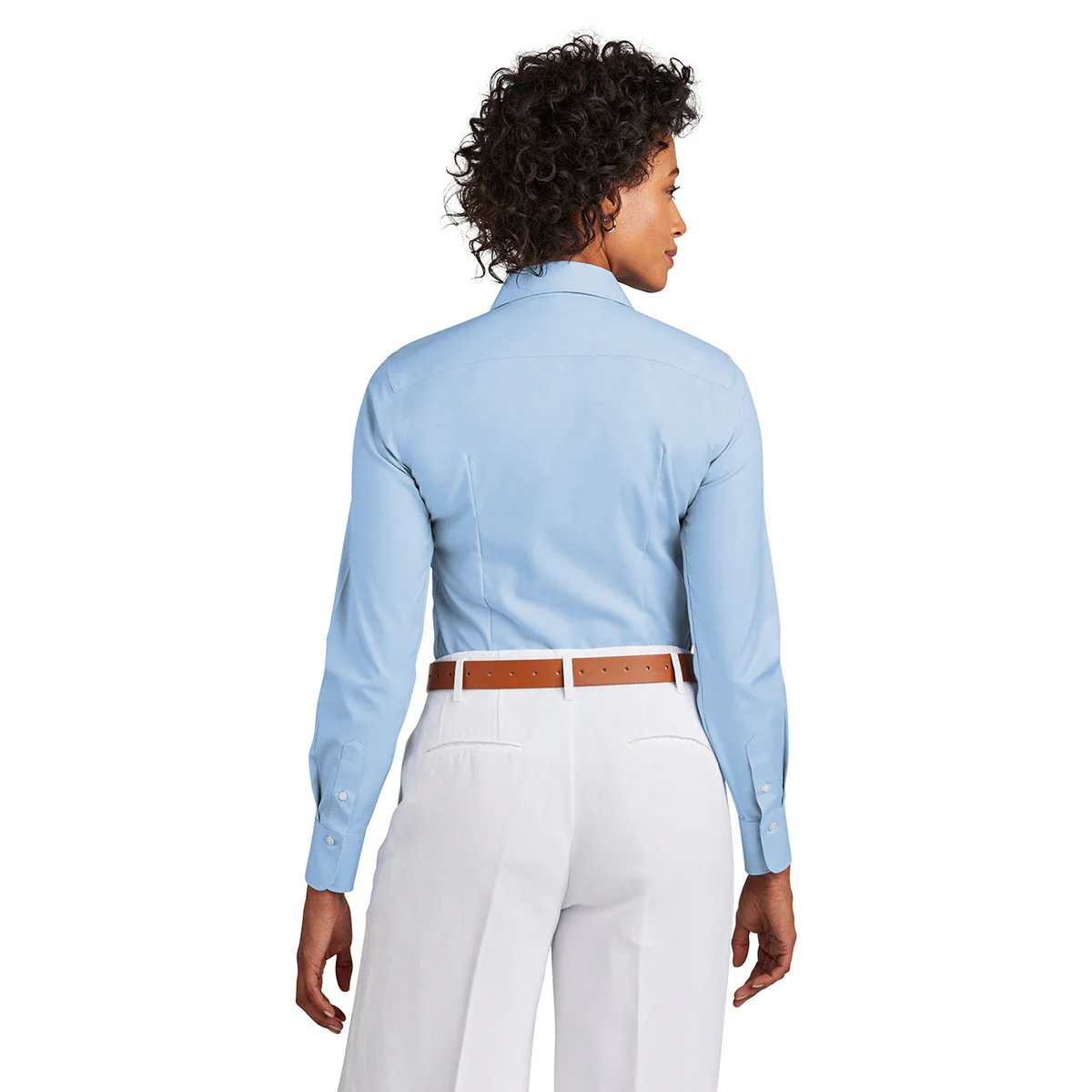 Brooks Brothers Women's Newport Blue Wrinkle-Free Stretch Pinpoint Shirt - Image 4