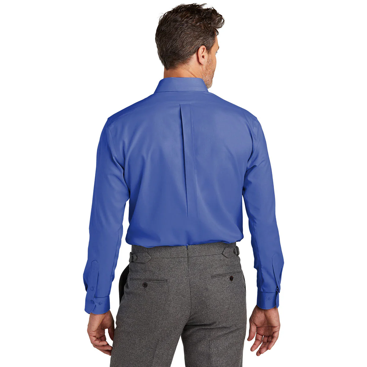 Brooks Brothers Men's Cobalt Blue Wrinkle-Free Stretch Nailhead Shirt - Image 4