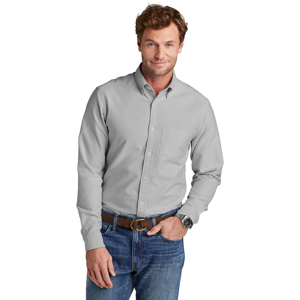 Brooks Brothers Men's Windsor Grey Casual Oxford Cloth Shirt - Image 3