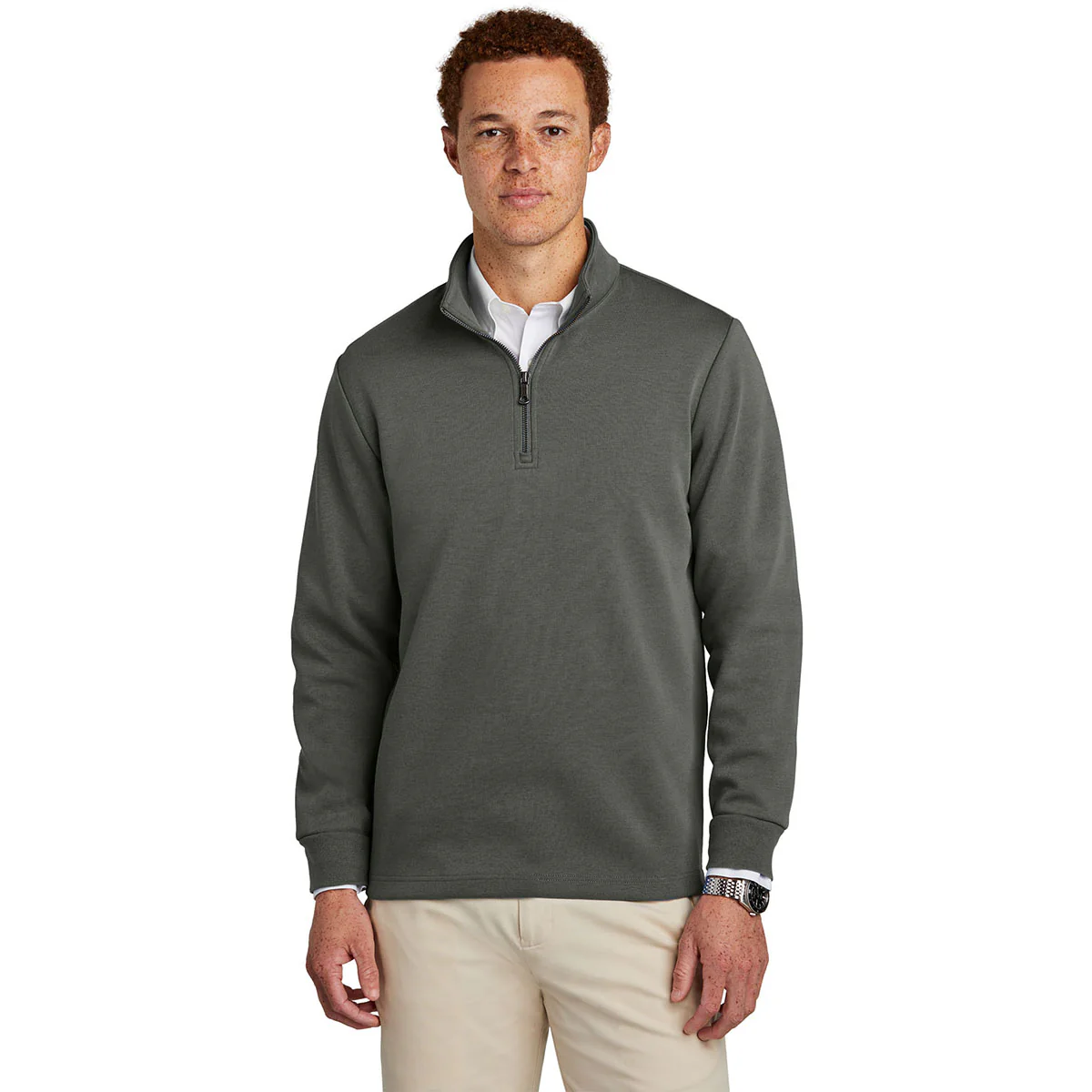 Brooks Brothers Men's Windsor Grey Double Knit Quarter Zip - Image 3