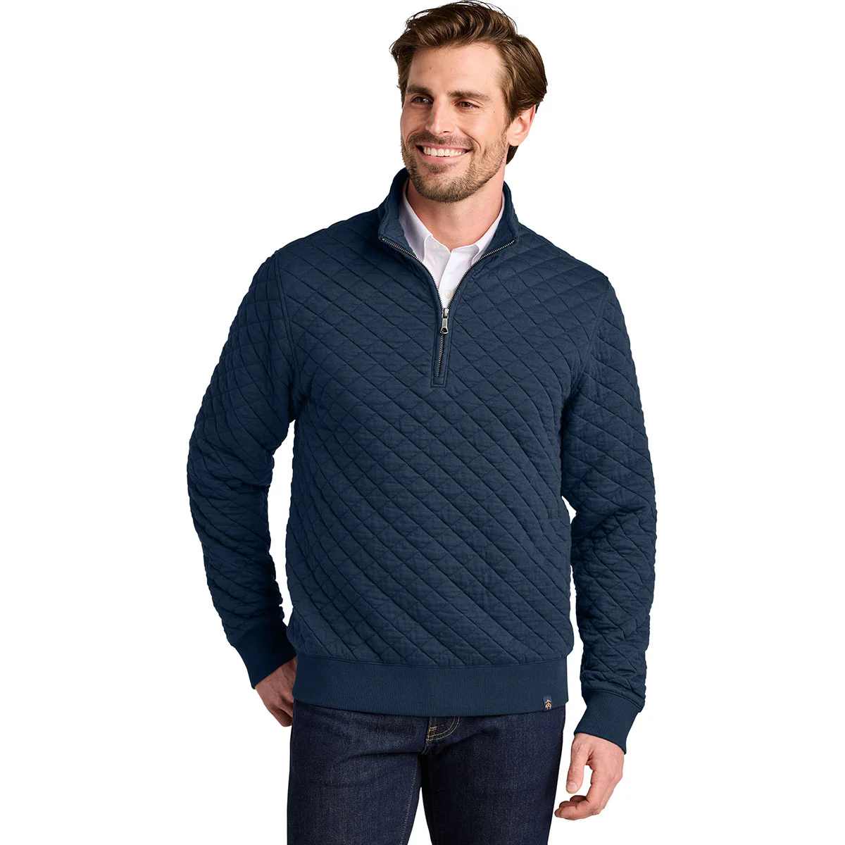 Brooks Brothers Men's Navy Blazer Diamond Quilt 1/4-Zip - Image 3