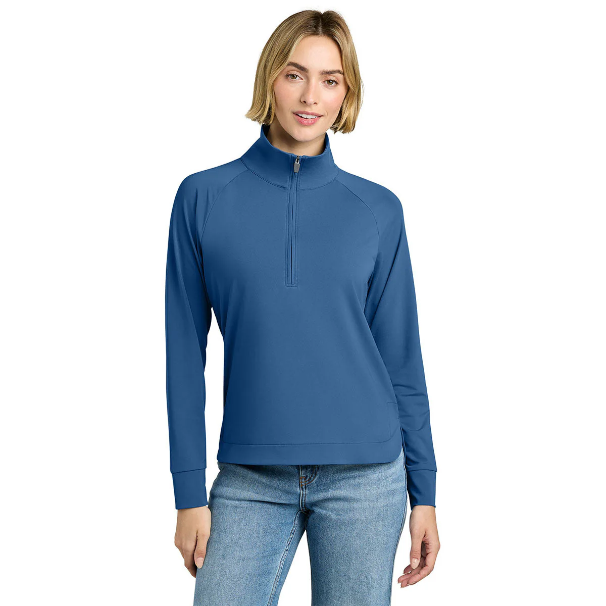 Brooks Brothers Women's Charter Blue Luxe Performance 1/4-Zip - Image 3