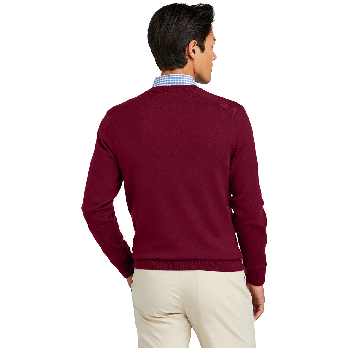 Brooks Brothers Men's Vintage Port Washable Merino V-Neck Sweater - Image 4