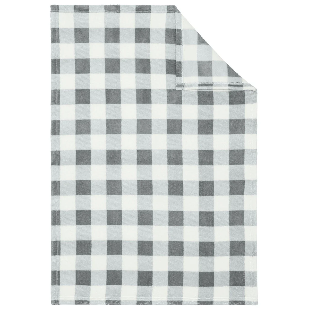 Port Authority Marshmallow/Monument Grey Check Small Ultra Plush Blanket - Image 3