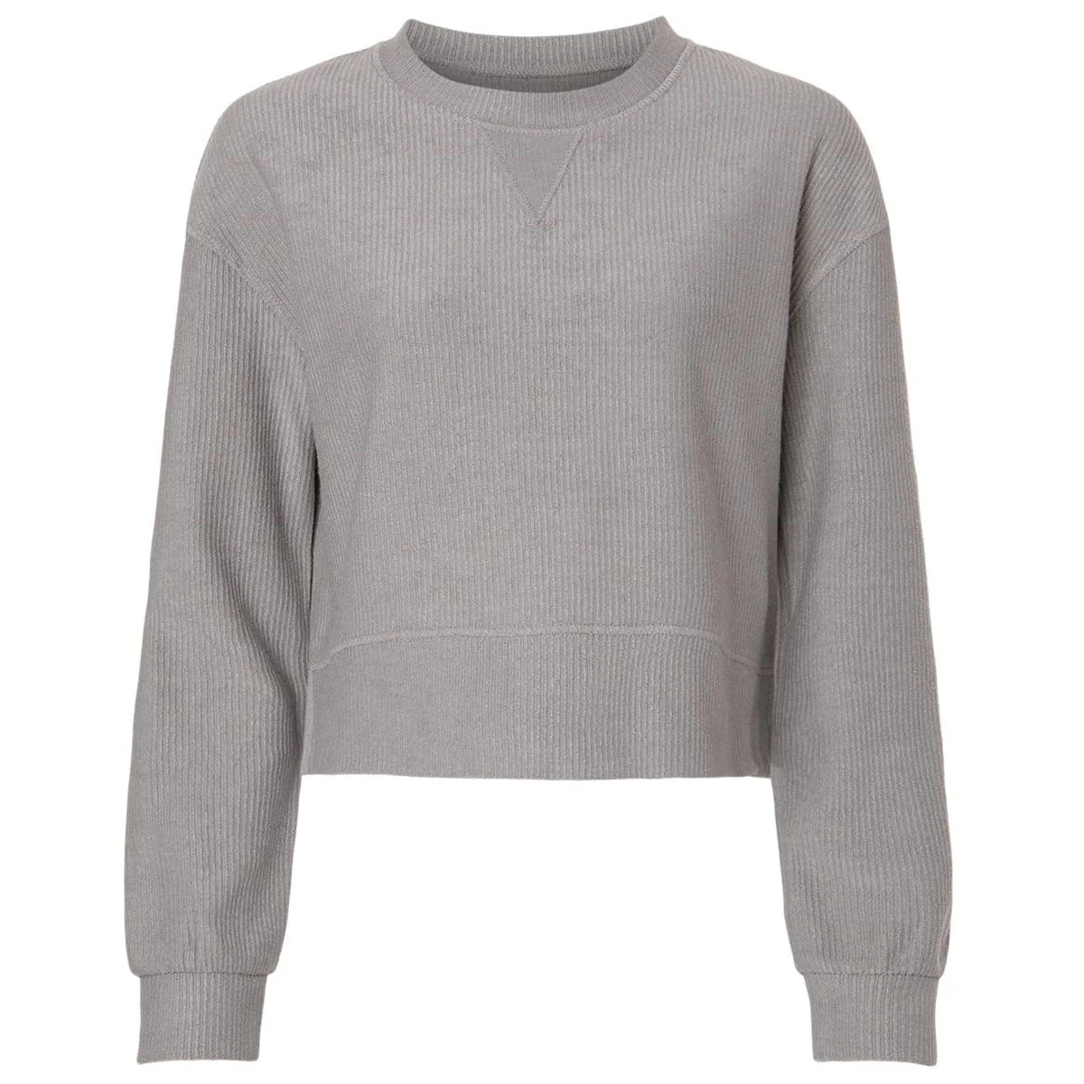 Boxercraft Women's Oxford Ribbed Knit Cropped Boxy Crew