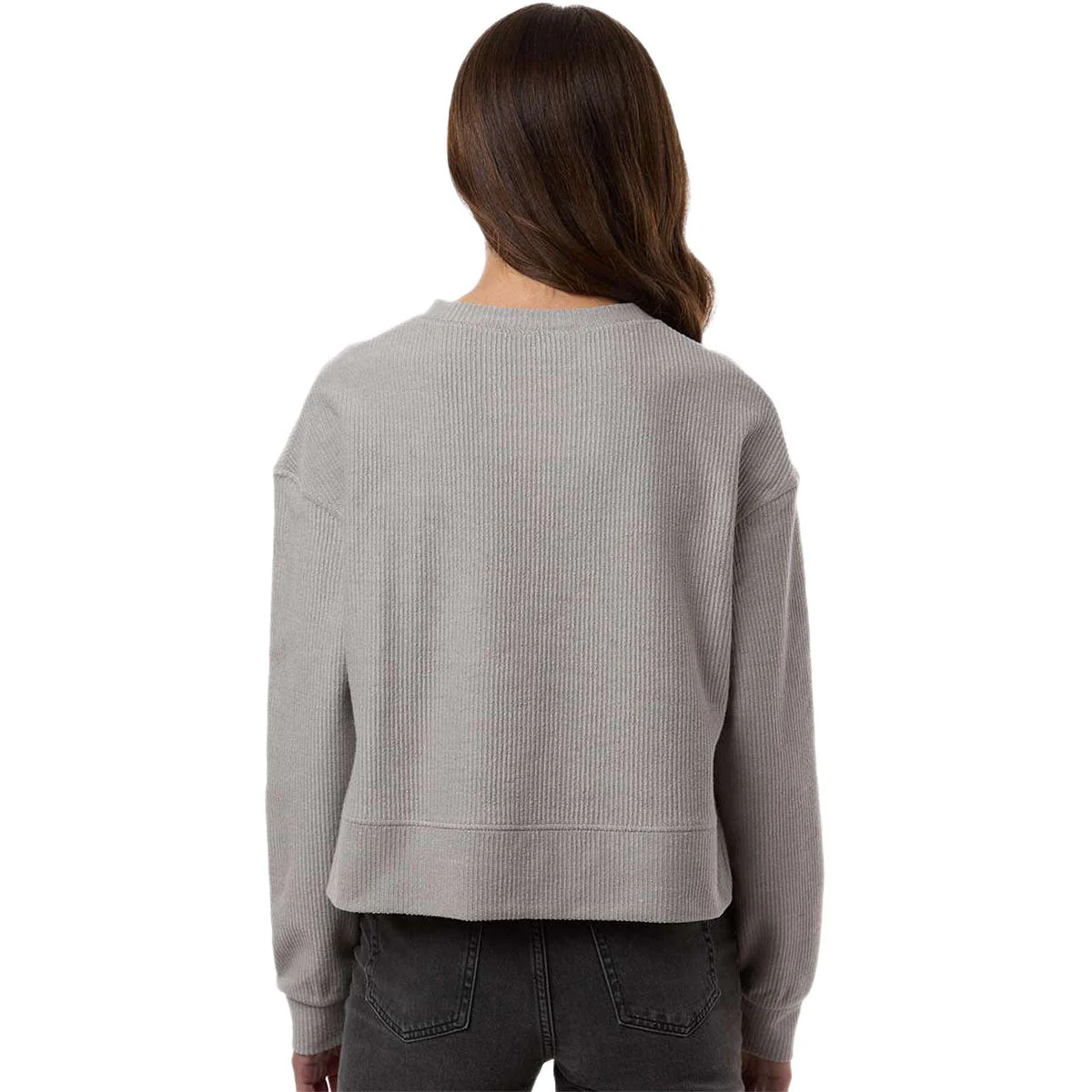 Boxercraft Women's Oxford Ribbed Knit Cropped Boxy Crew - Image 4
