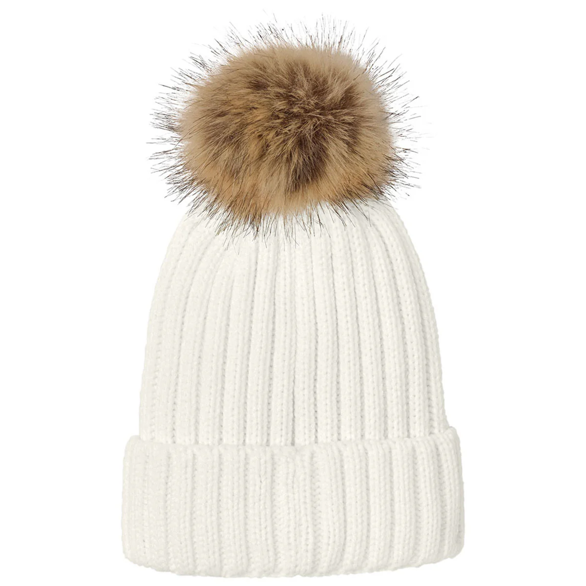 Port Authority Marshmallow Faux Fur Pom Beanie - Image 2