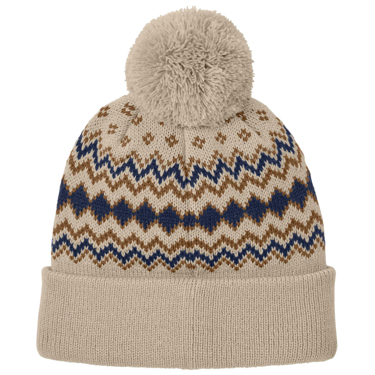 Port Authority Sahara/True Navy/Duck Brown Alpine Pom Beanie - Image 2