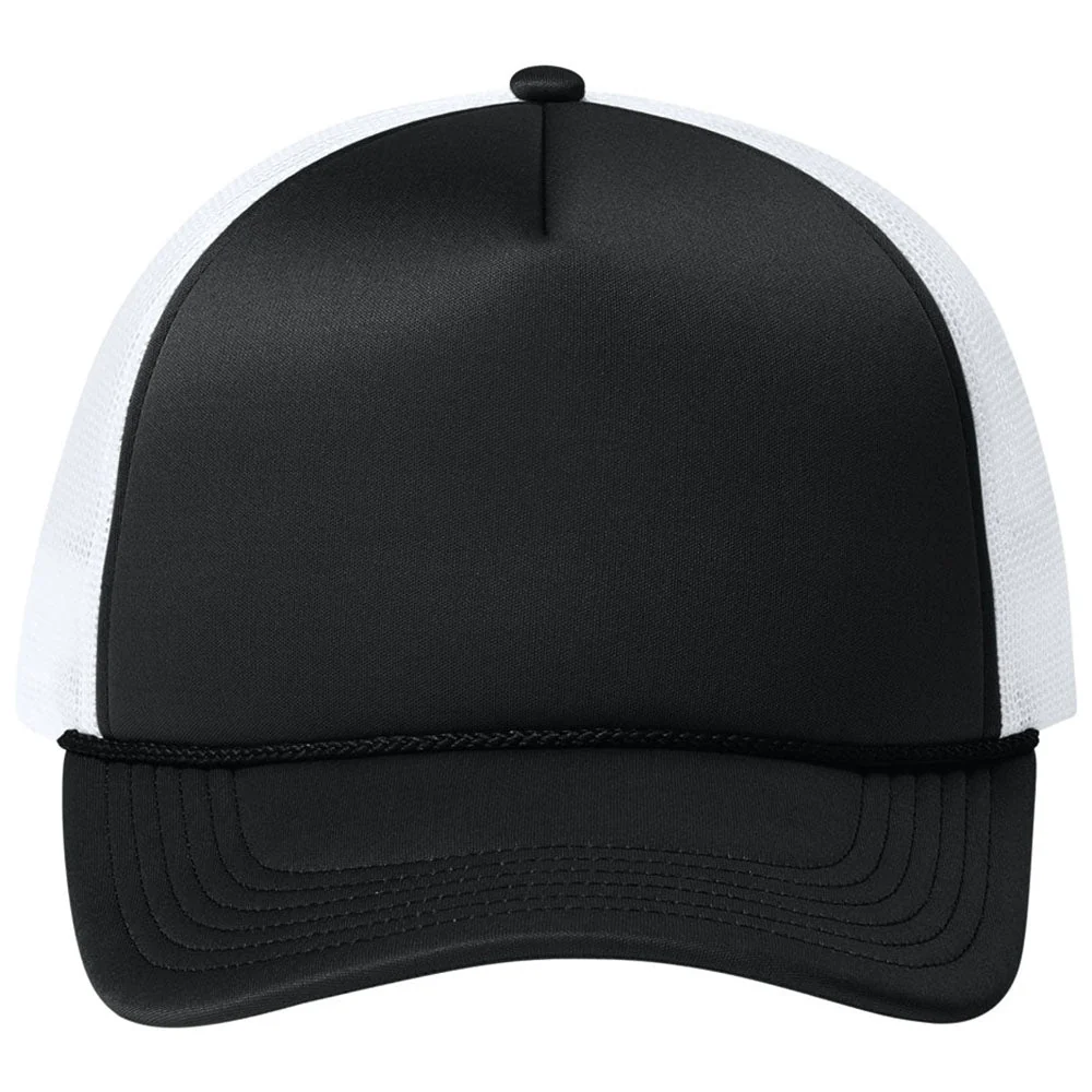 Port Authority Deep Black/Deep Black/White Foam Truck'N Cap - Image 5