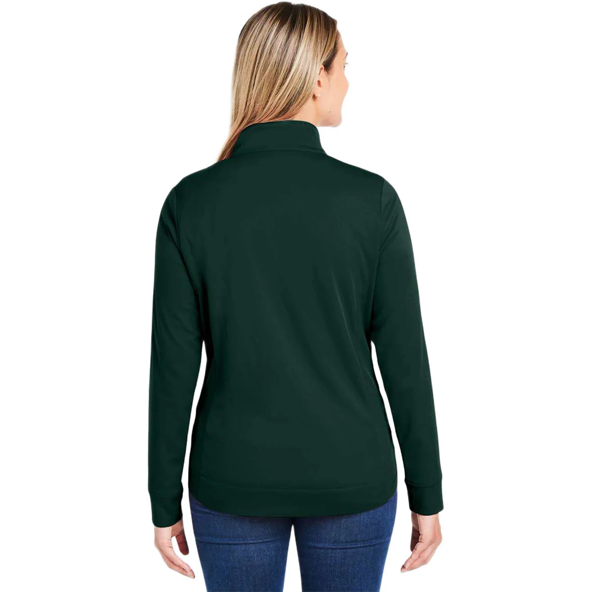Core 365 Women's Forest/Carbon Market Snag Protect Mesh Colorblock Quarter-Zip Pullover - Image 4