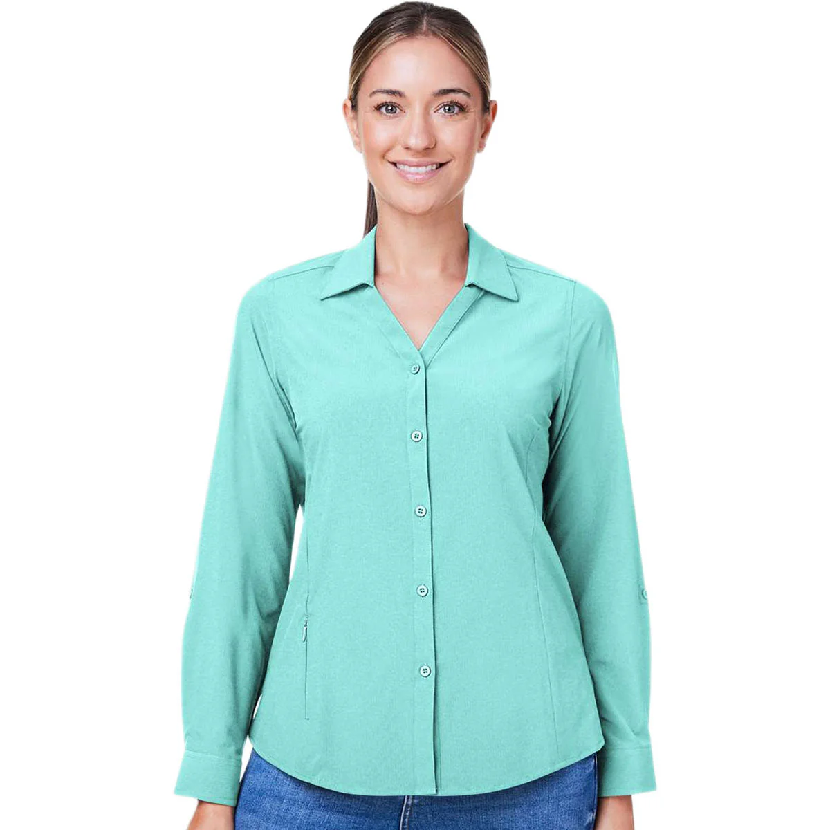 Core 365 Women's Sea Glass Ultra UVP Long Sleeve Marina Shirt - Image 3