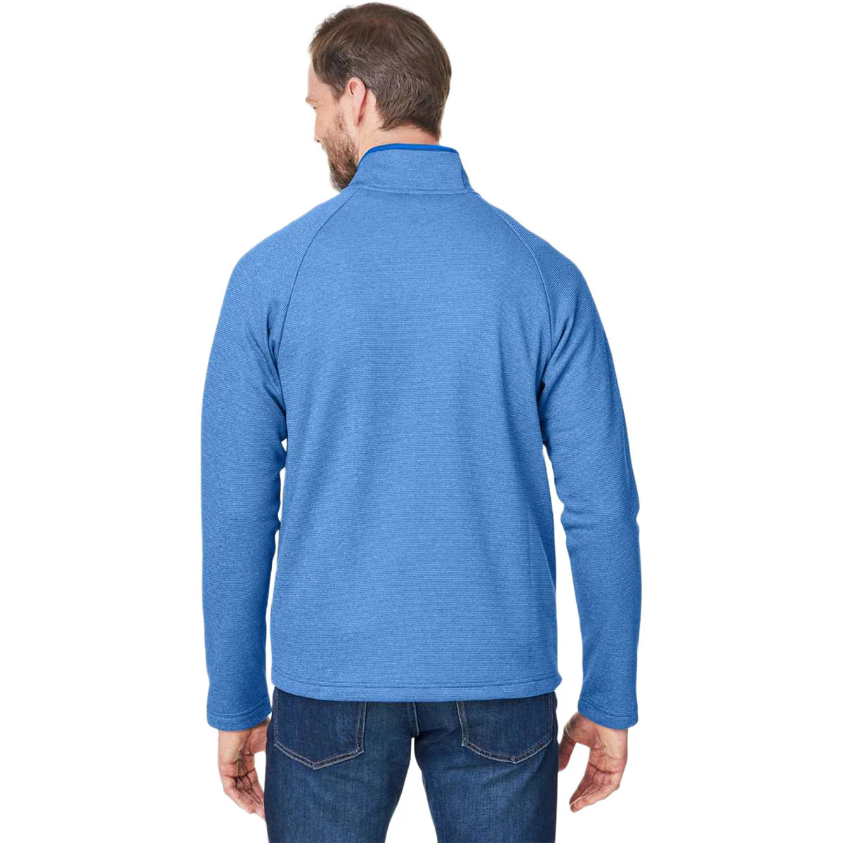 Core 365 Men's True Royal/White Venture Heathered Stripe Full-Zip - Image 4