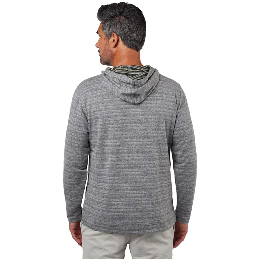 Landway Men's Heather Grey Montauk Reversed Stripe Hoodie - Image 3