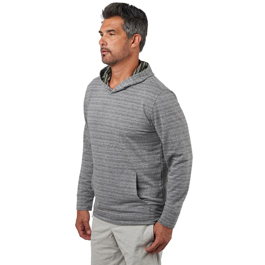 Landway Men's Heather Grey Montauk Reversed Stripe Hoodie - Image 4