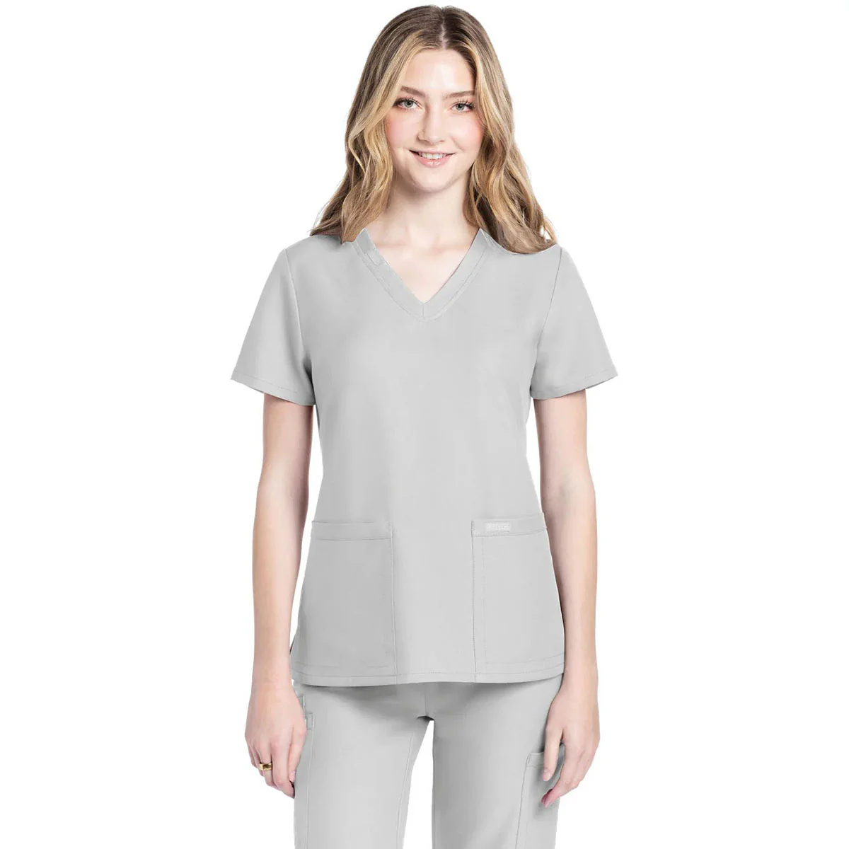 Cherokee Women's White 2-Pocket V-Neck Top