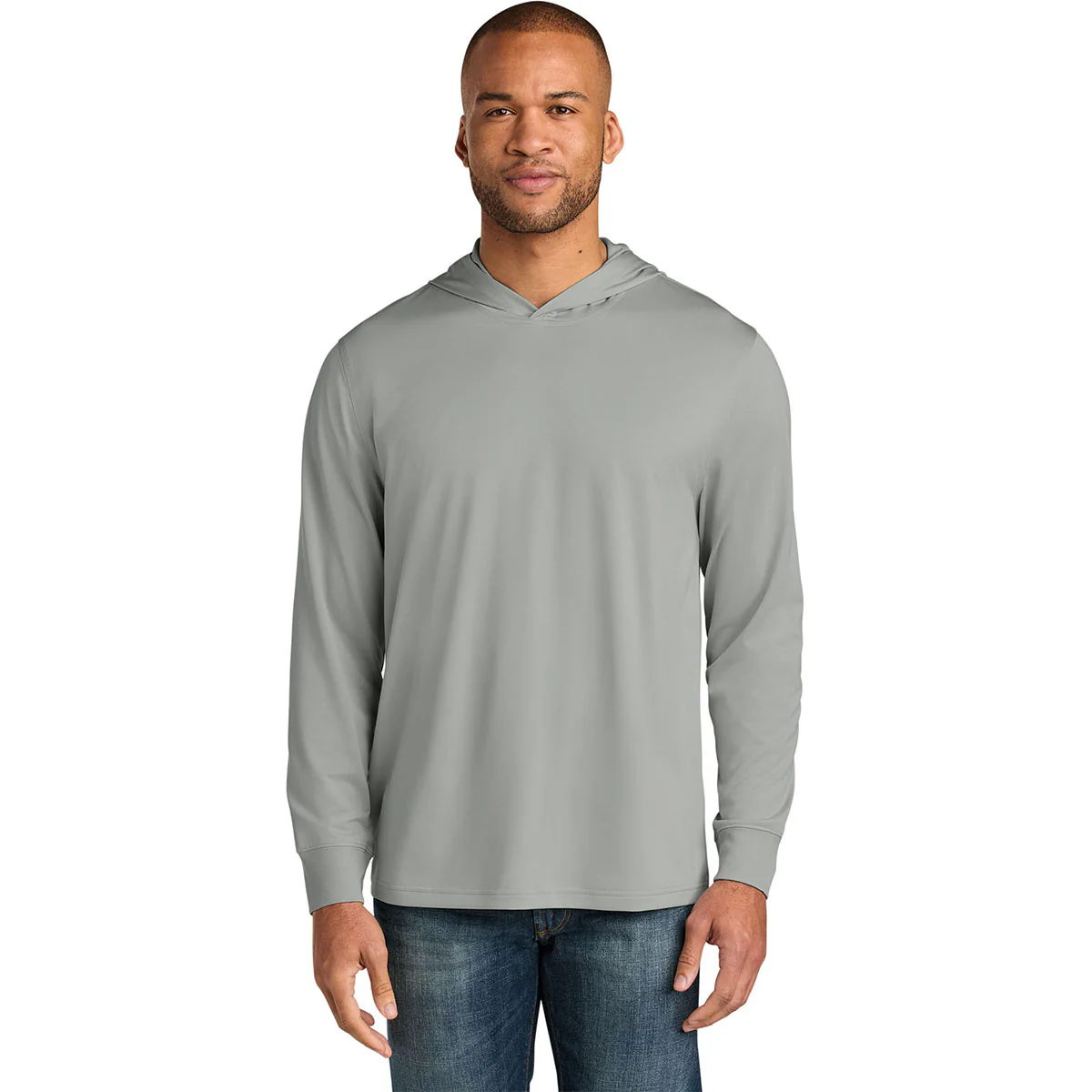 CornerStone Men's Light Grey Workwear Pro Long Sleeve Hooded Tee - Image 3