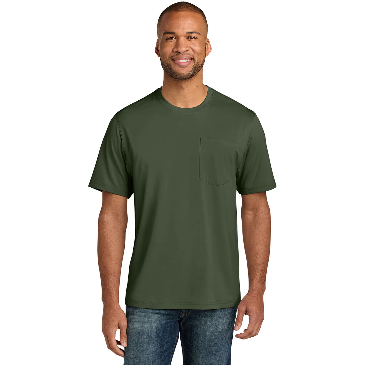 CornerStone Men's Tactical Green Workwear Pro Short Sleeve Pocket Tee - Image 3