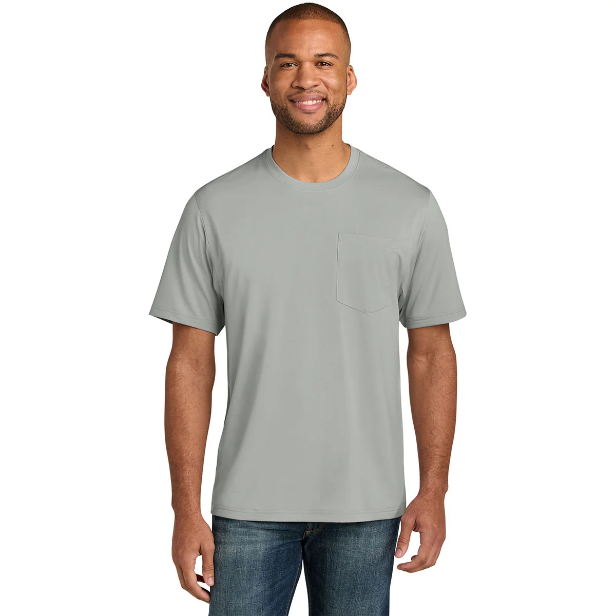 CornerStone Men's Light Grey Workwear Pro Short Sleeve Pocket Tee - Image 3