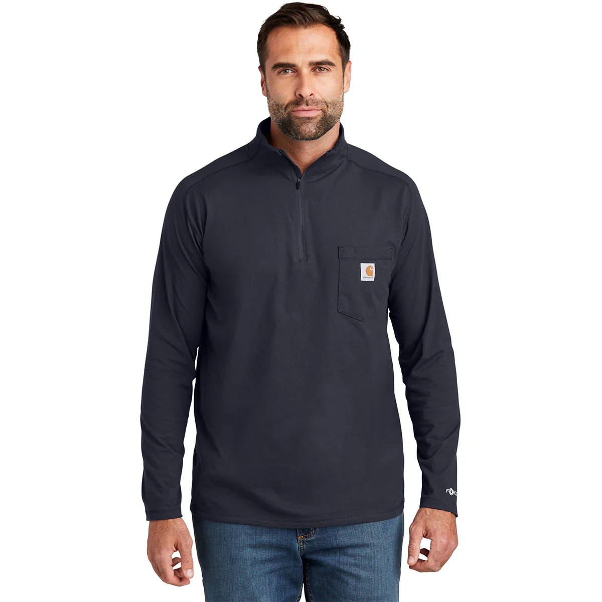 Carhartt Men's Navy Force 1/4-Zip Long Sleeve T-Shirt - Image 3