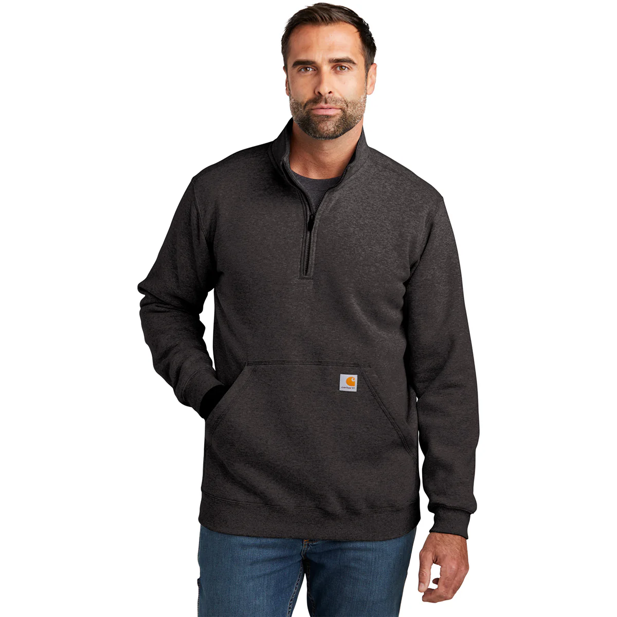 Carhartt Men's Carbon Heather Midweight 1/4-Zip Mock Neck Sweatshirt - Image 3