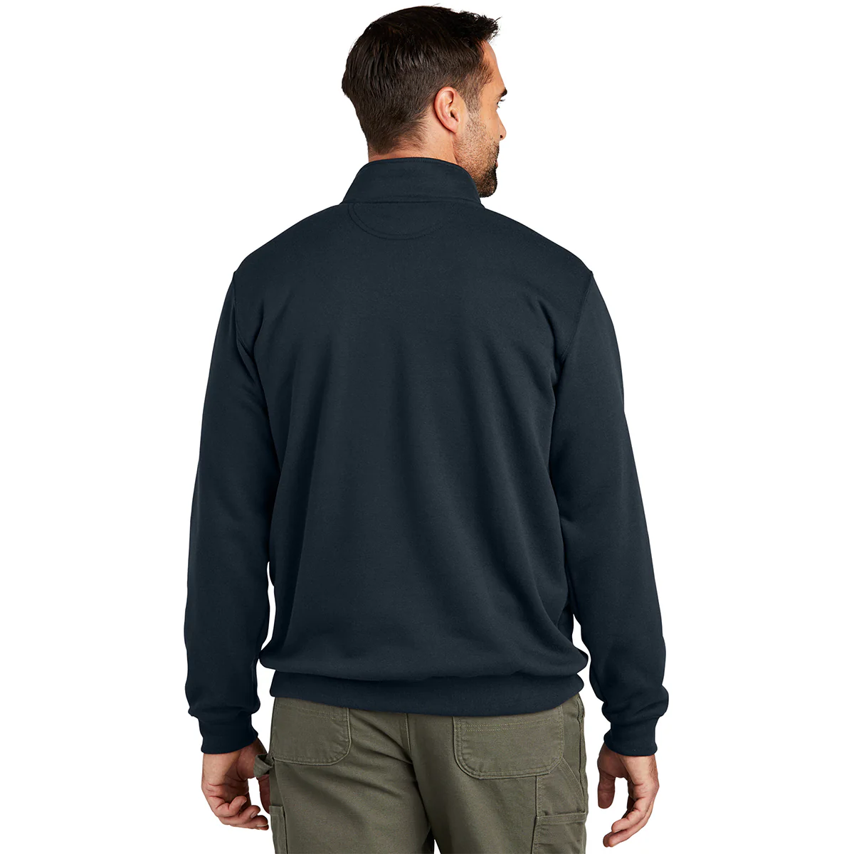 Carhartt Men's New Navy Midweight 1/4-Zip Mock Neck Sweatshirt - Image 4