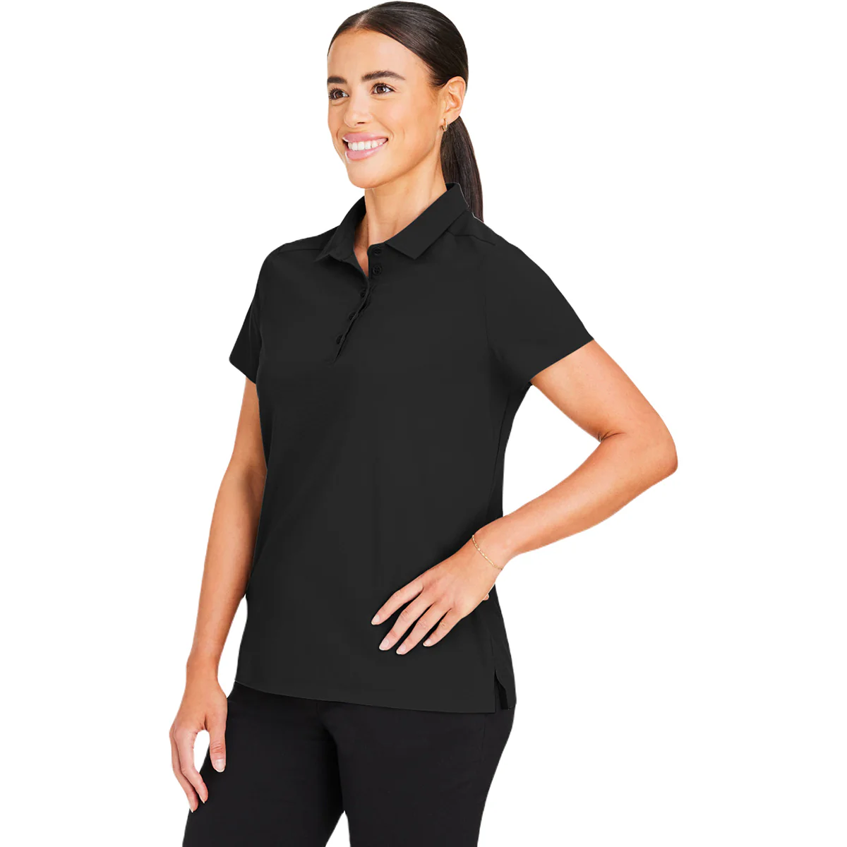 Devon & Jones Women's Black CrownLux Performance Windsor Welded Polo - Image 6