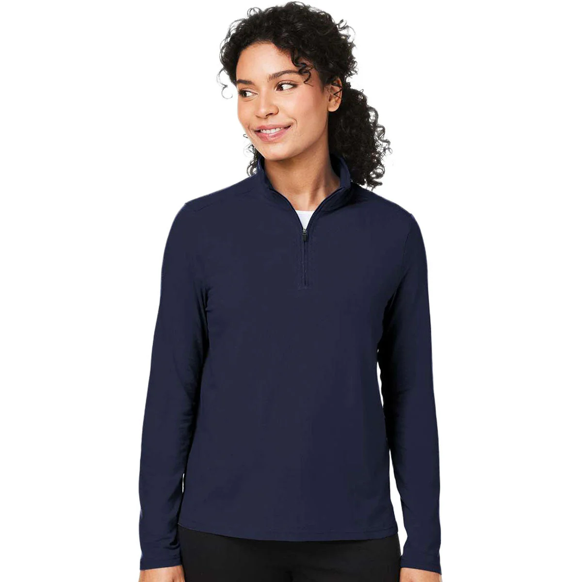 Devon & Jones Women's Navy Raleigh Stretch Quarter-Zip Pullover - Image 3