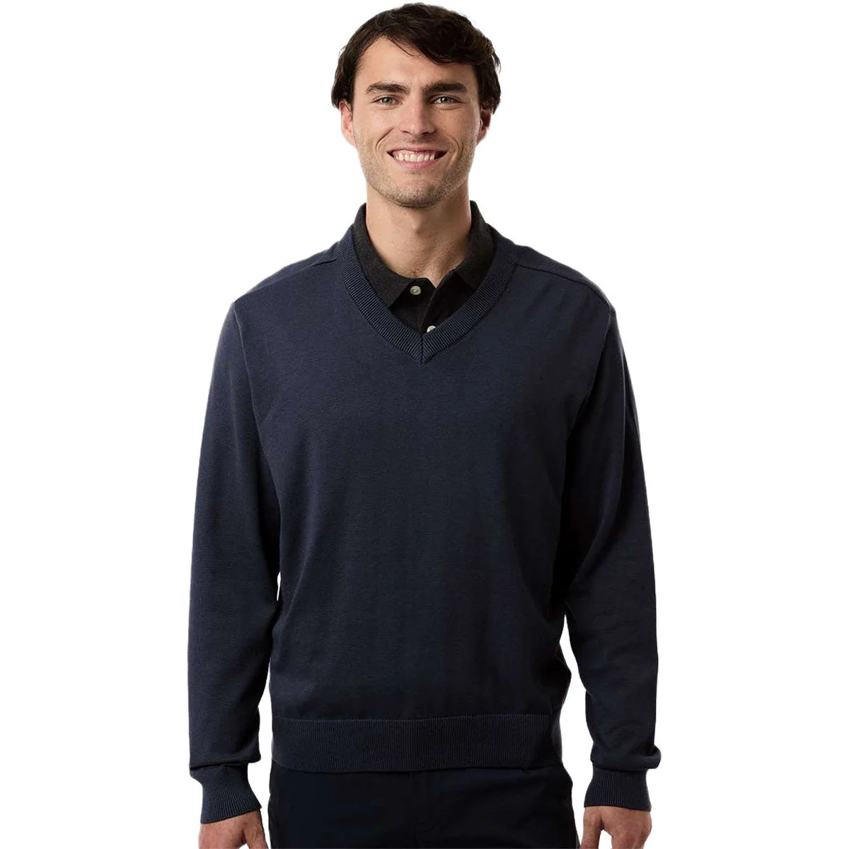 Devon & Jones Men's Navy New Classics V-Neck Sweater - Image 3