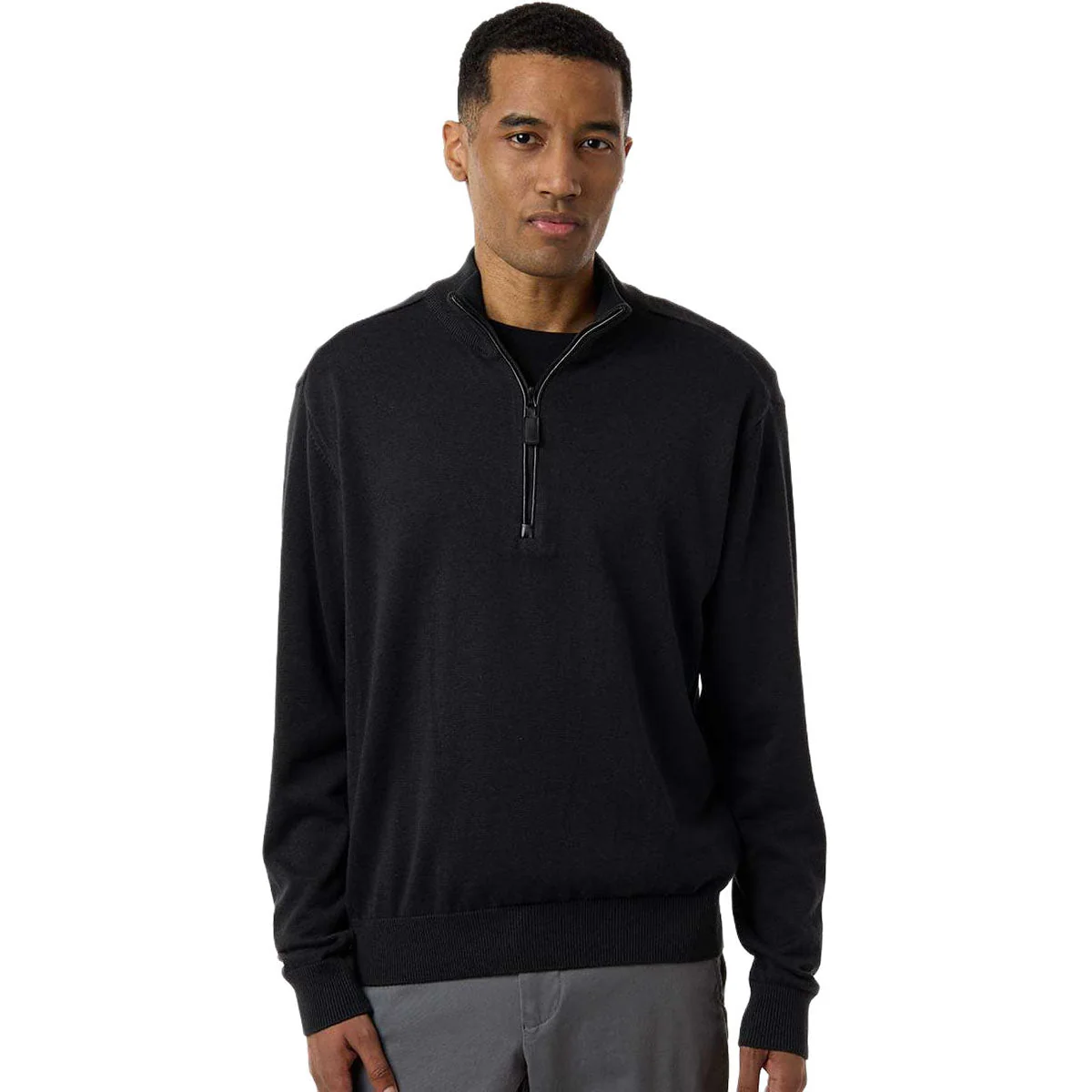 Devon & Jones Men's Black New Classics Quarter-Zip Sweater - Image 3