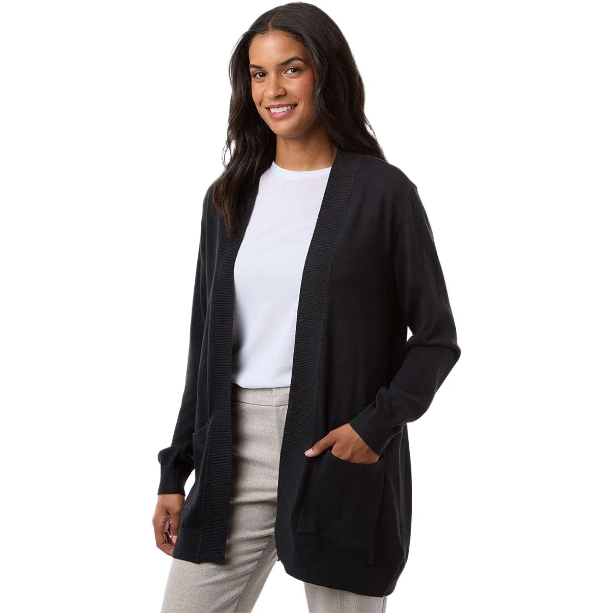 Devon & Jones Women's Black New Classics Open Cardigan Sweater - Image 5