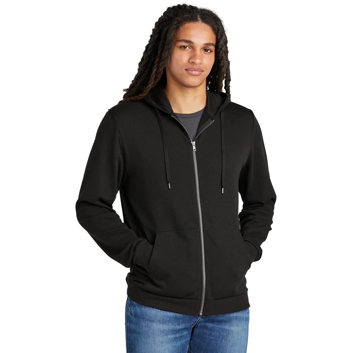 District Men's Black Perfect Tri Fleece Full-Zip Hoodie - Image 3