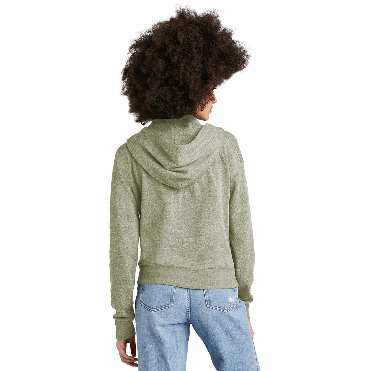 District Women's Military Green Frost Perfect Tri Fleece 1/2-Zip Pullover - Image 4