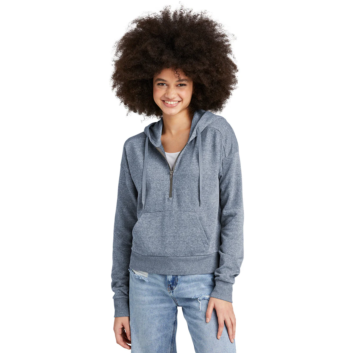 District Women's Navy Frost Perfect Tri Fleece 1/2-Zip Pullover - Image 3