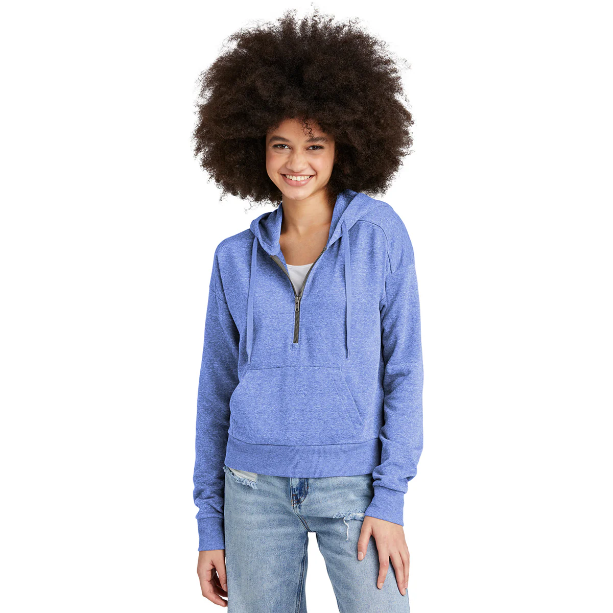 District Women's Royal Frost Perfect Tri Fleece 1/2-Zip Pullover - Image 3