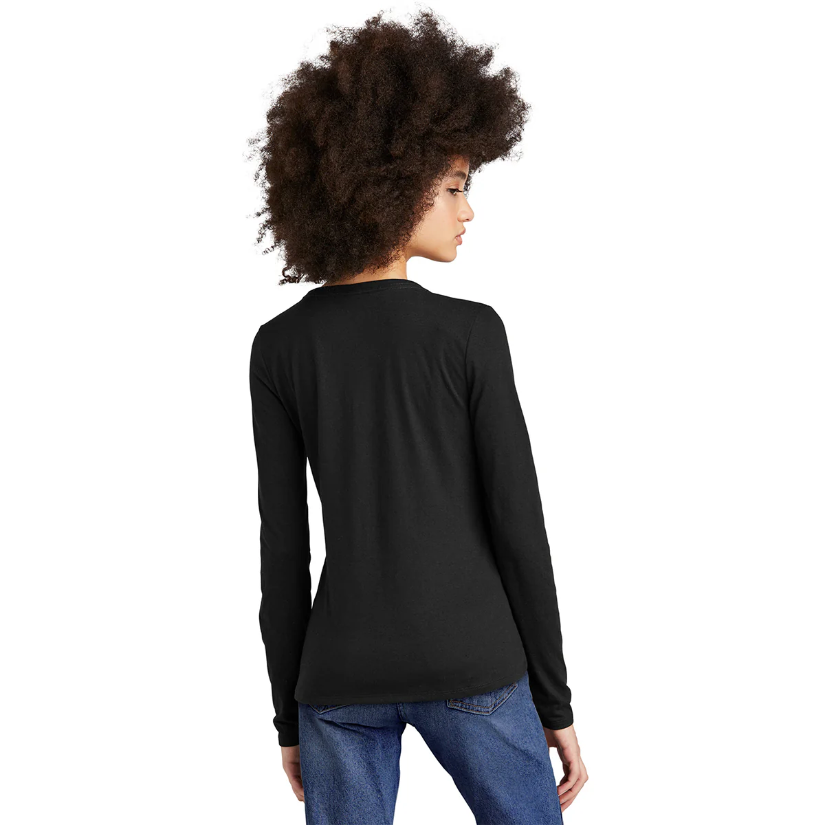 District Women's Black Perfect Tri Long Sleeve V-Neck Tee - Image 4