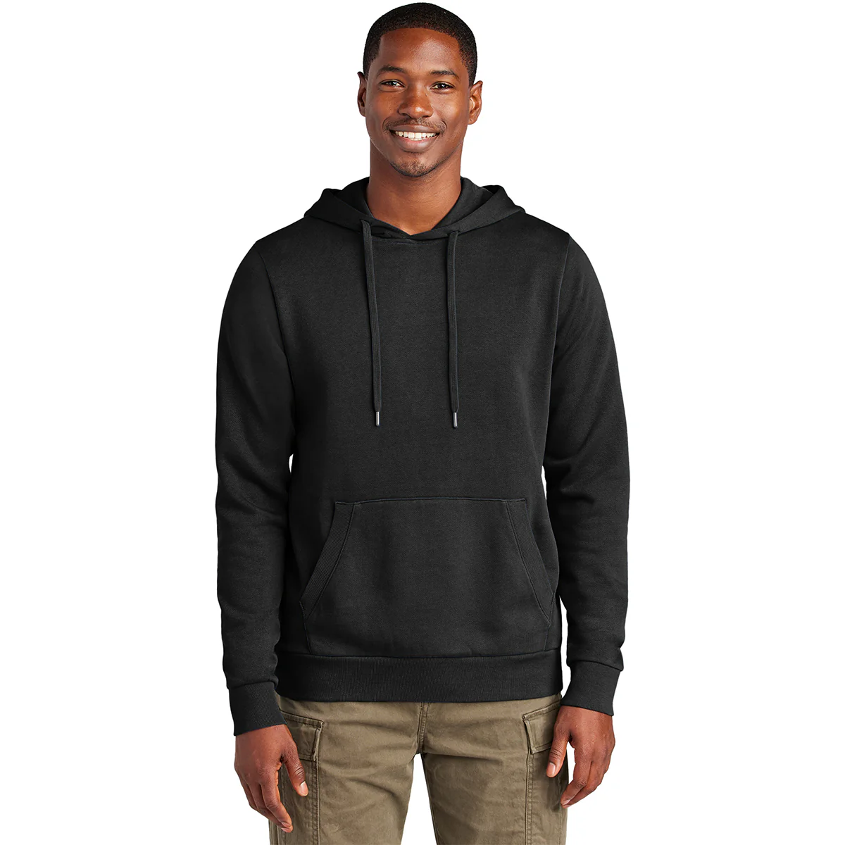 District Men's Black Wash Fleece Hoodie - Image 3