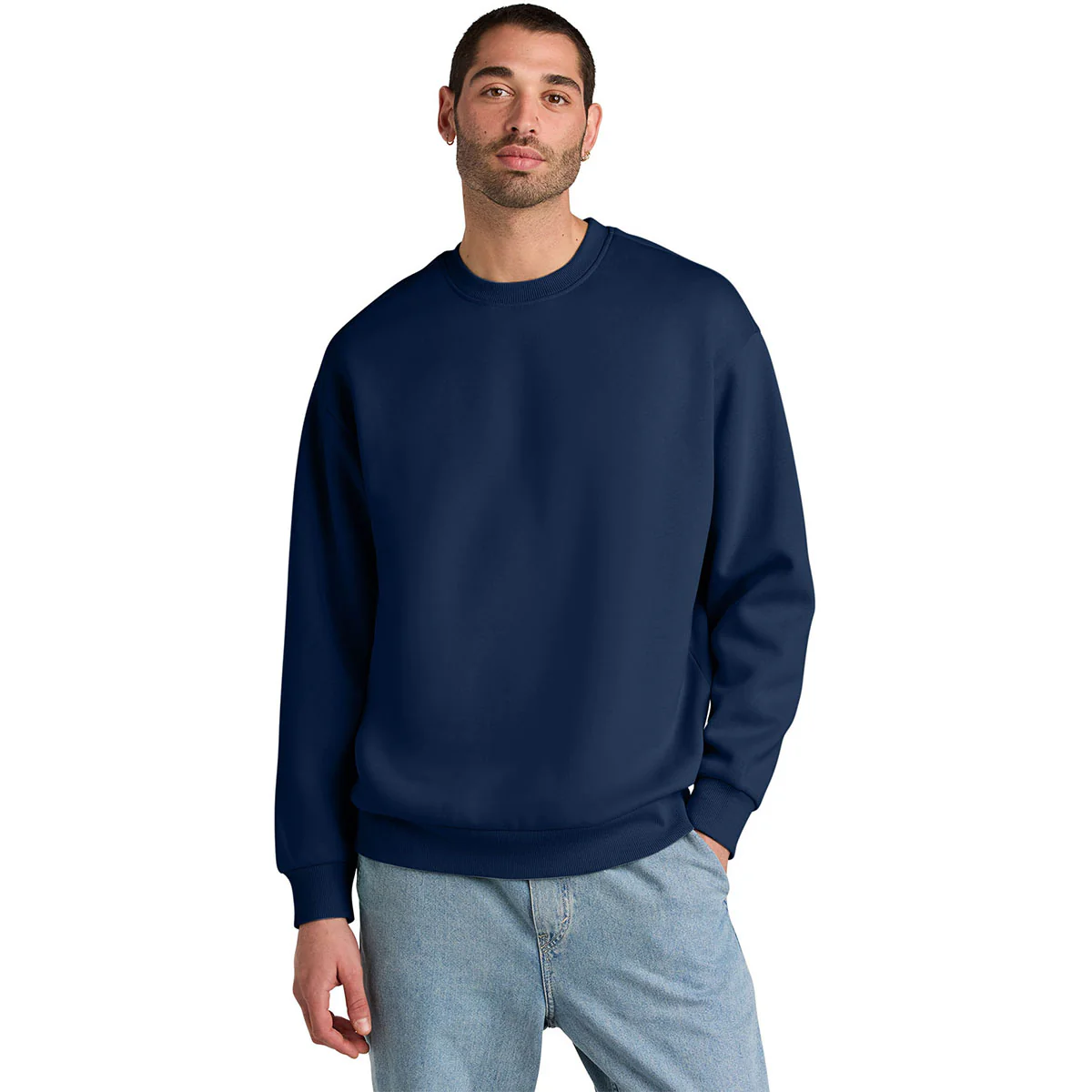 District Men's Dark Royal V.I.T. Heavyweight Fleece Crew - Image 3
