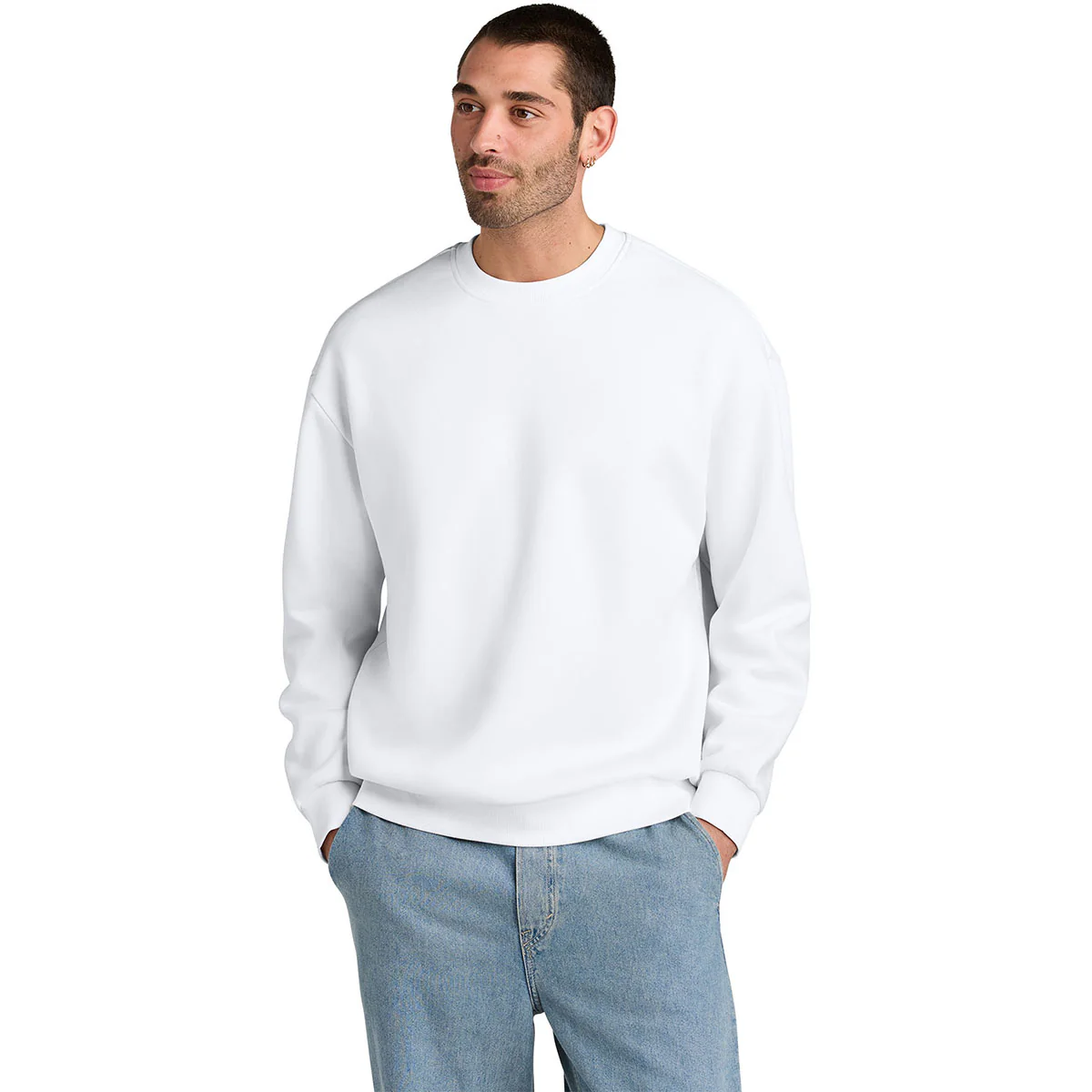 District Men's White V.I.T. Heavyweight Fleece Crew - Image 3