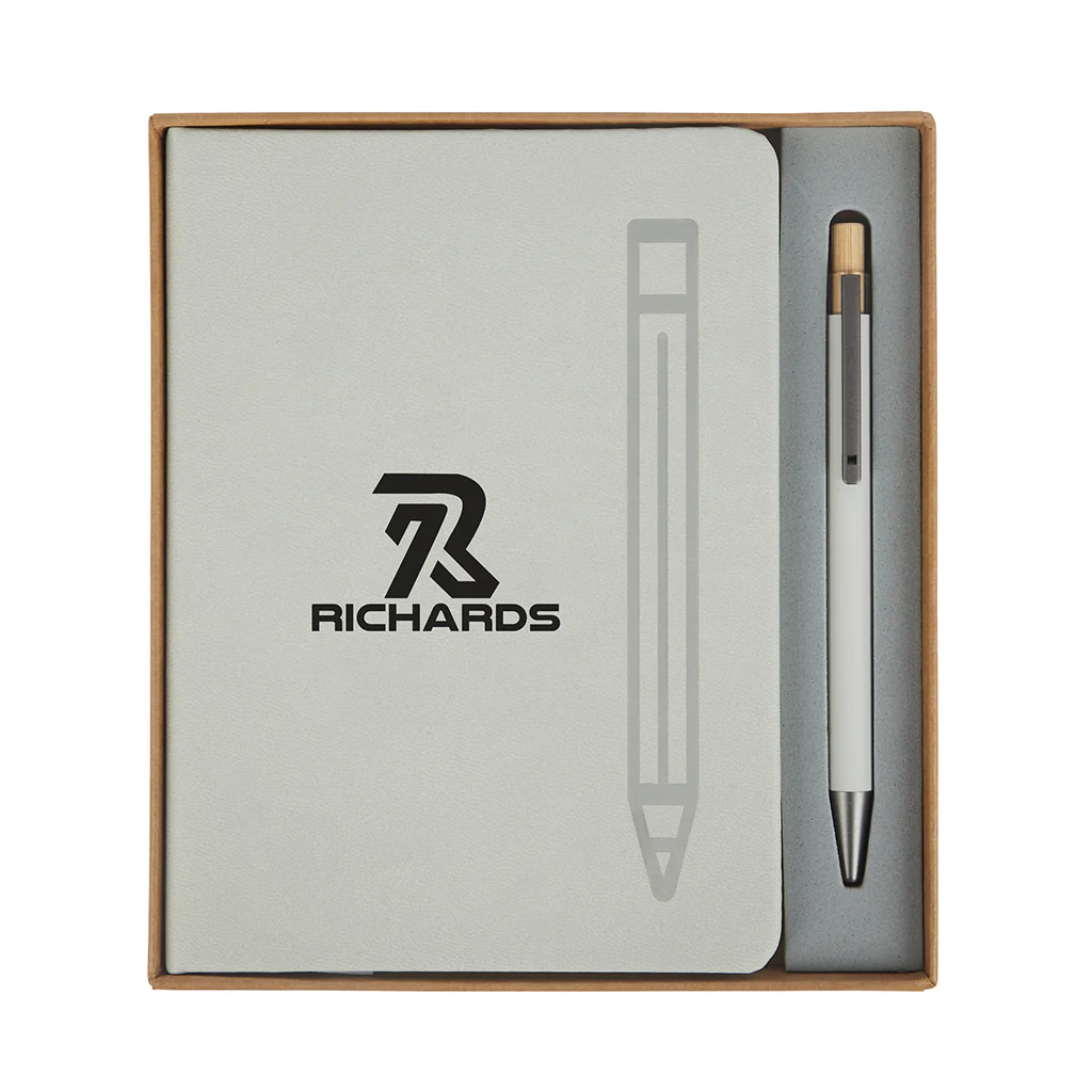 Logomark Grey Manhattan II Gift Set w/Magnetic Journal & Recycled Pen