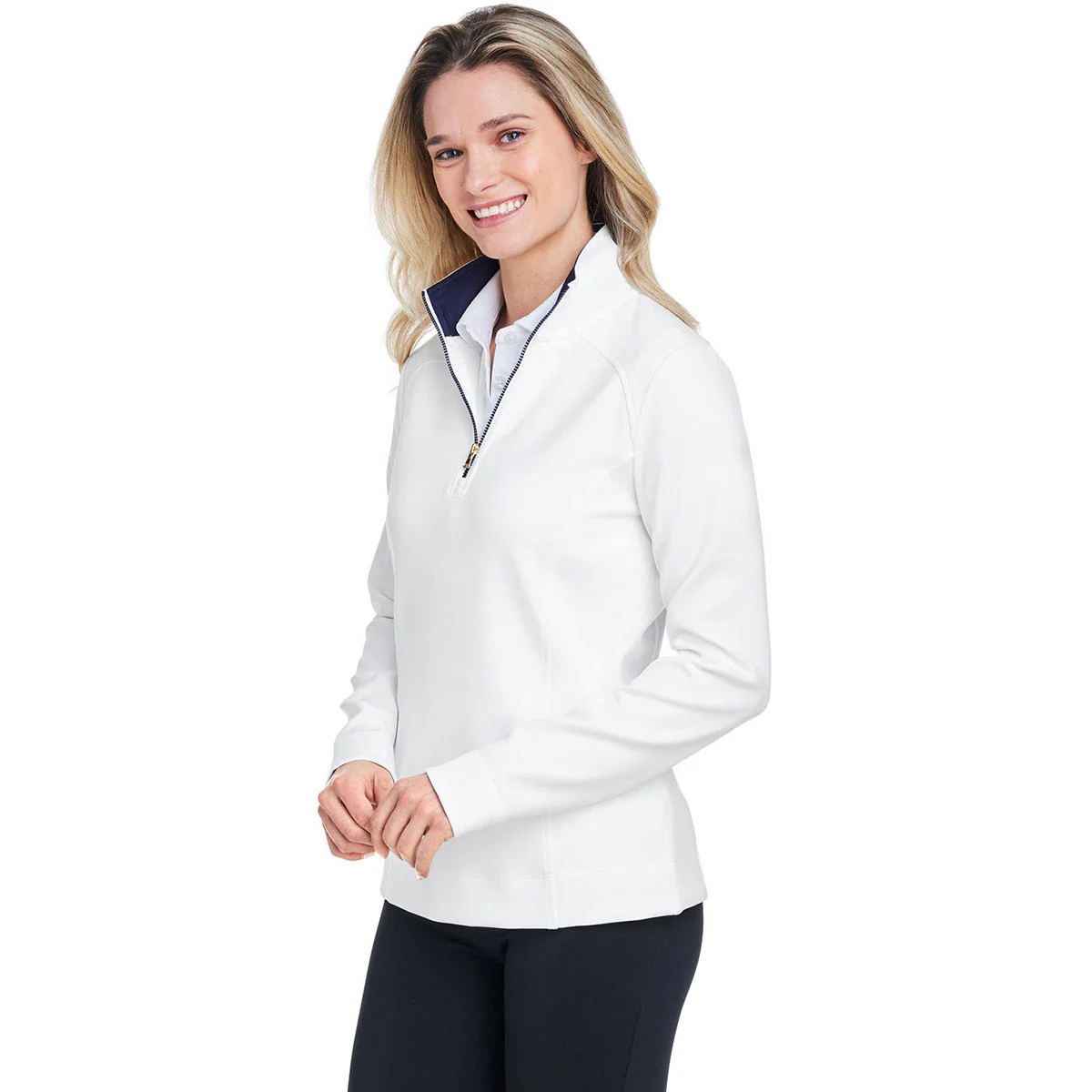 Fairway & Greene Women's White/Eclipse Wells Quarter-Zip Tech Pullover - Image 6