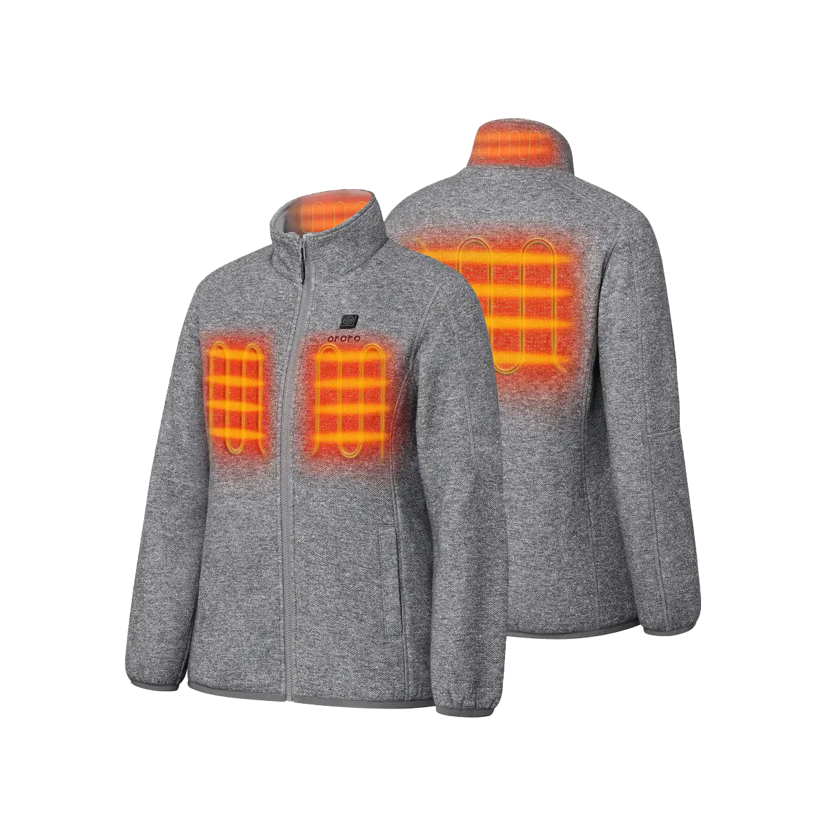 Ororo Women's Grey Heated Full-Zip Fleece Jacket - Image 4