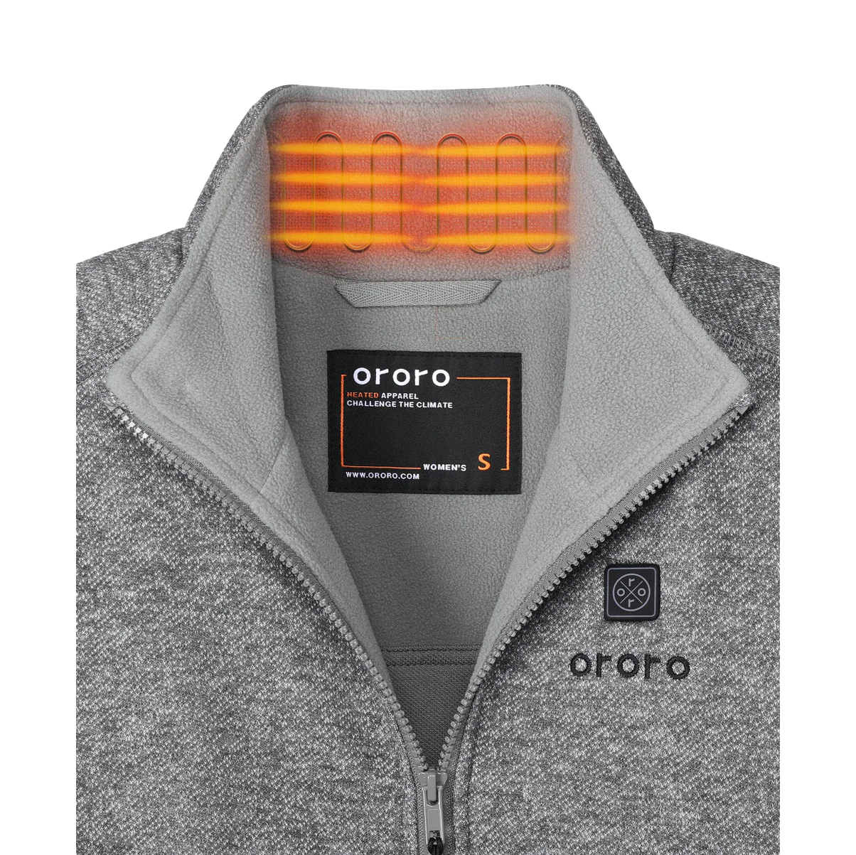 Ororo Women's Grey Heated Full-Zip Fleece Jacket - Image 5