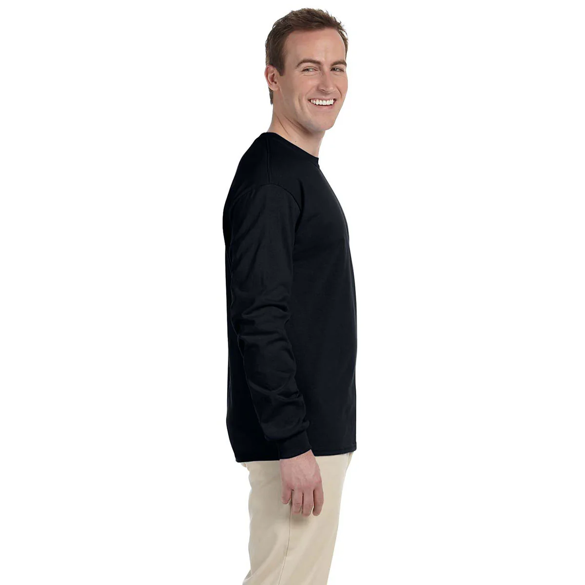 Gildan Men's Black Ultra Cotton Long Sleeve T-Shirt - Image 3