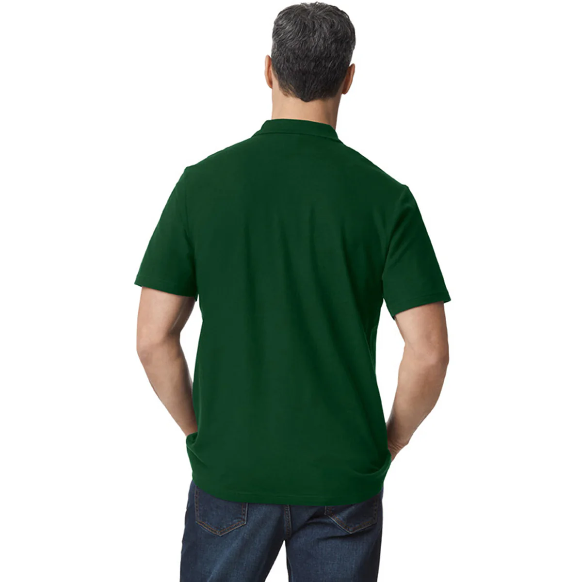 Gildan Men's Forest Green Softstyle Double Pique Polo - Image 2