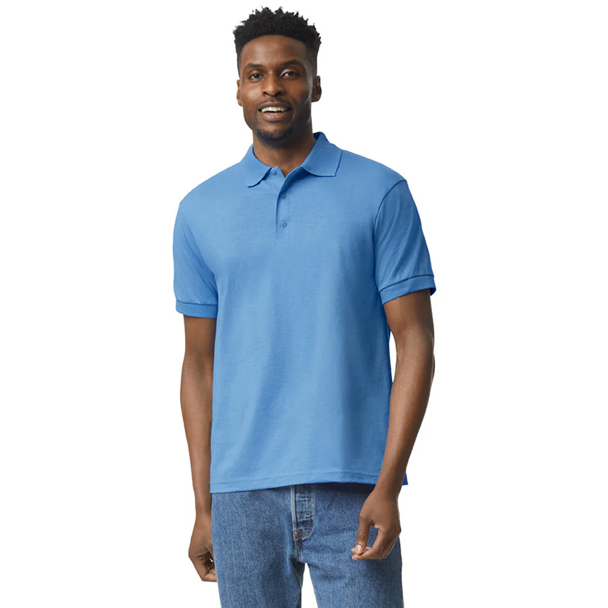 Gildan Men's Carolina Blue 6 oz. 50/50 Jersey Polo - Image 4