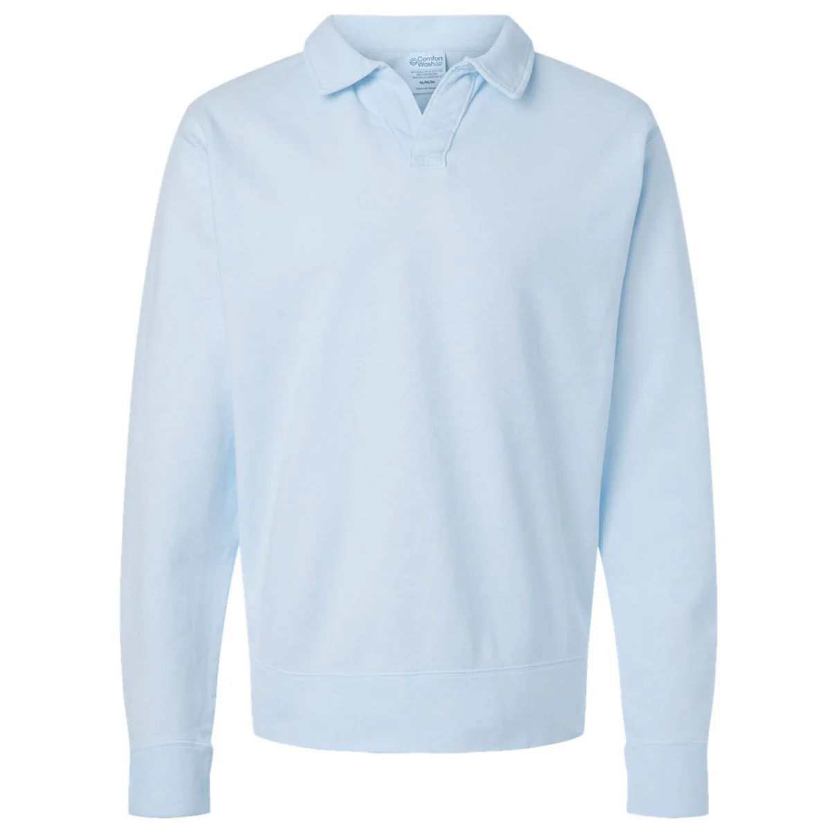 ComfortWash by Hanes Men's Soothing Blue Garment-Dyed Polo Collar Sweatshirt