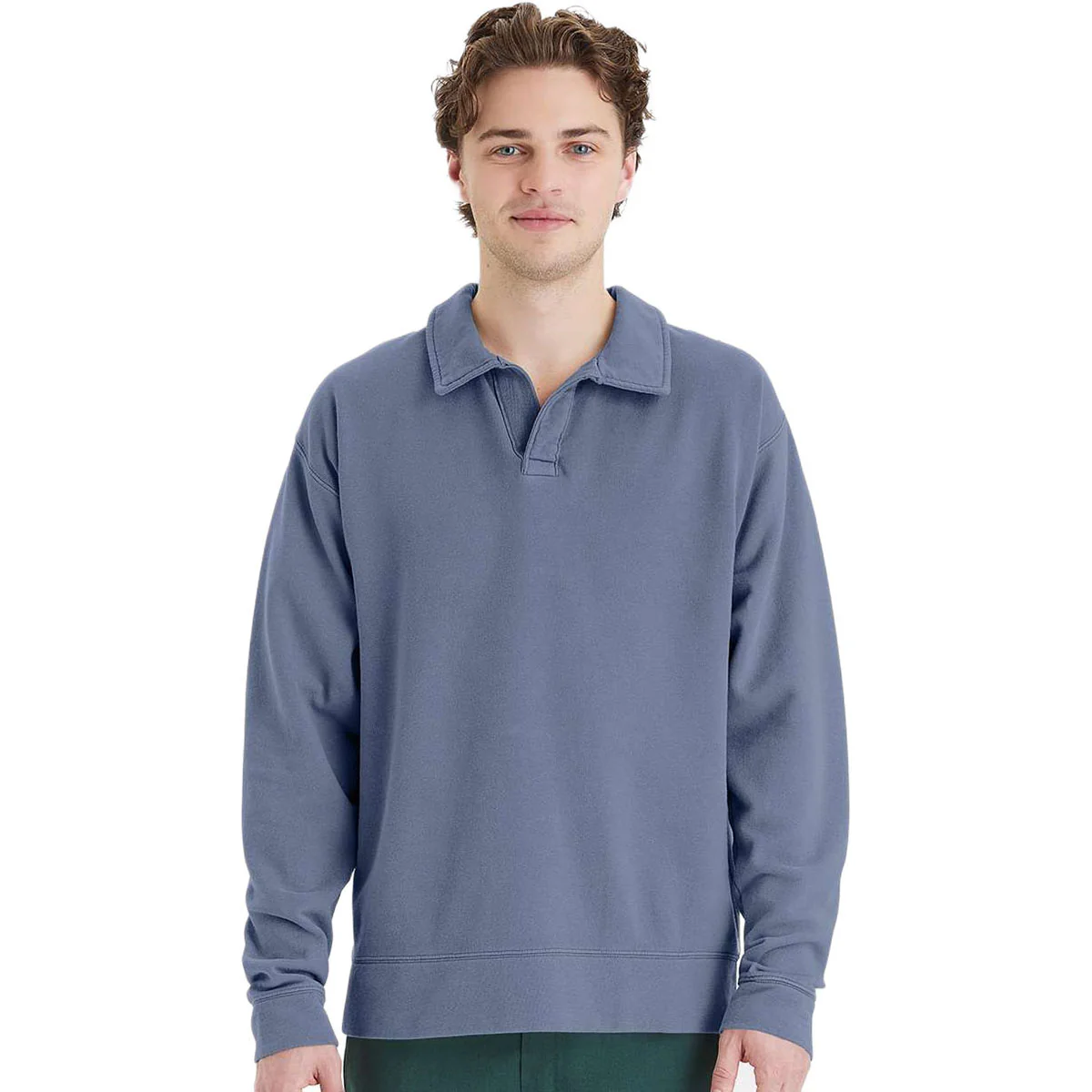 ComfortWash by Hanes Men's Saltwater Garment-Dyed Polo Collar Sweatshirt - Image 3