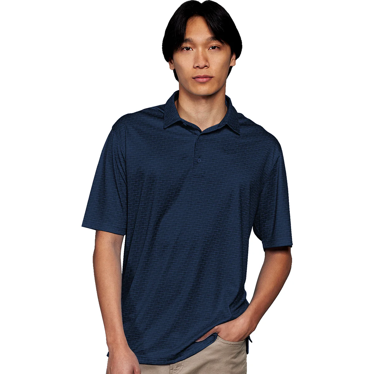 Greg Norman Men's Navy Microlux Cart Print Polo - Image 4