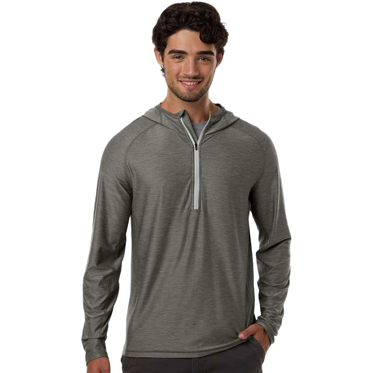 HUK Men's Moss Atoll Half-Zip Hooded Pullover - Image 3
